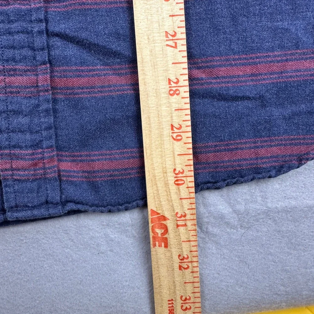 J.Crew Brushed Twill Shirt XL Blue Red Striped Long Sleeve Button Down Cotton